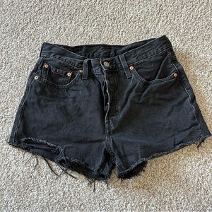 Levis 501 Cheeky Black Denim Shorts High Waisted 28